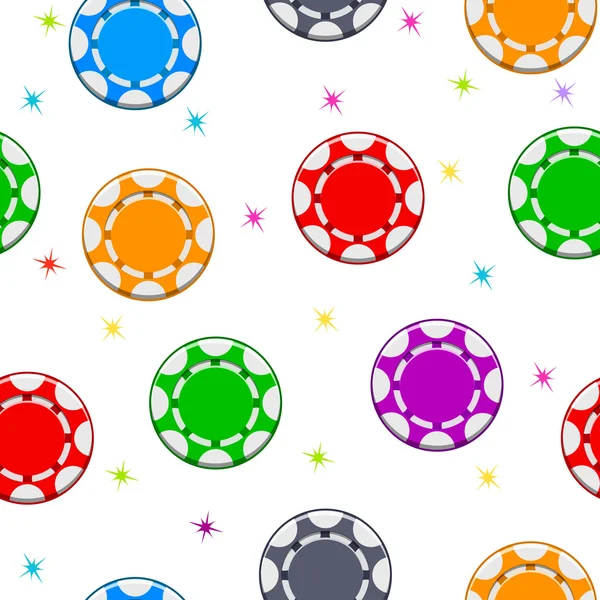 Naadloze patroon met kleuren Poker Chips — Stockvector