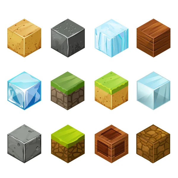 Cubes isométriques Big Set éléments nature — Image vectorielle