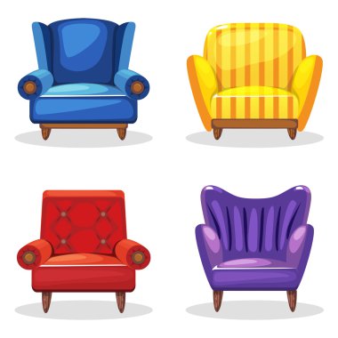 armchair soft colorful homemade, set 5 clipart
