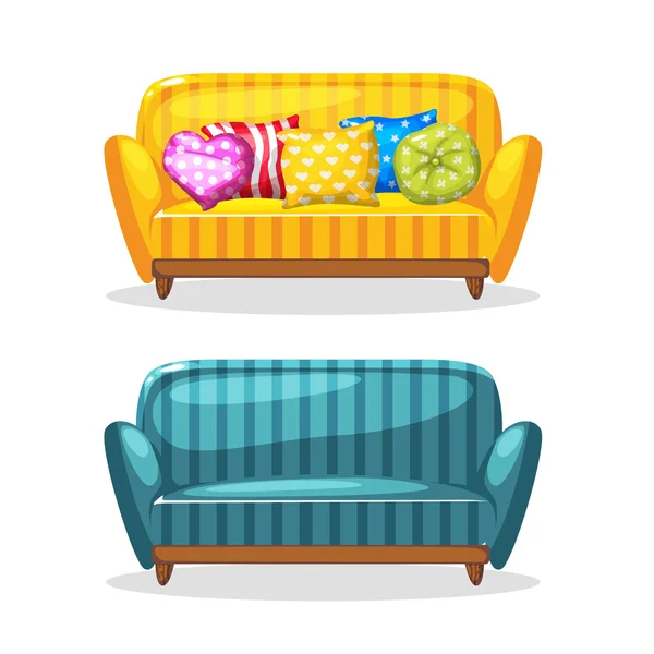 Sofa soft colorful homemade, set 1 — Stock Vector