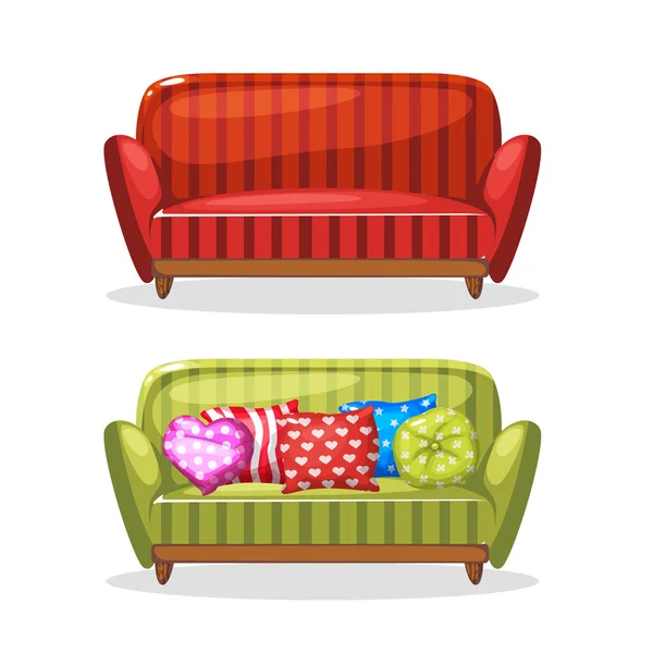 Sofa soft colorful homemade, set 2 — Stock Vector