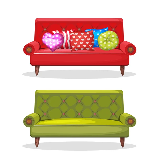 Puha, színes házi, készlet 8 kanapé — Stock Vector