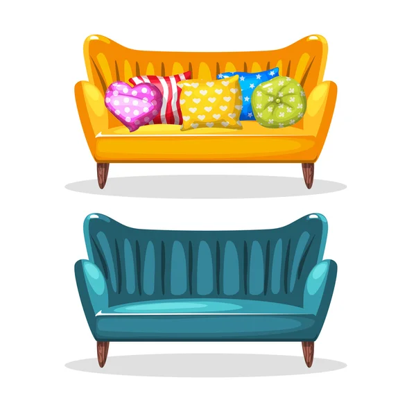 Sofa weich bunte hausgemachte, set 5 — Stockvektor