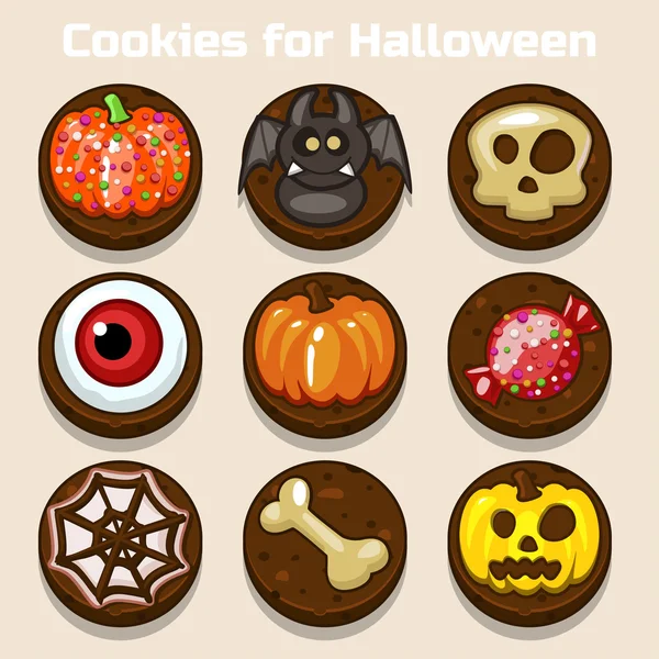 Dibujos animados divertido Chocolate galletas de Halloween — Archivo Imágenes Vectoriales