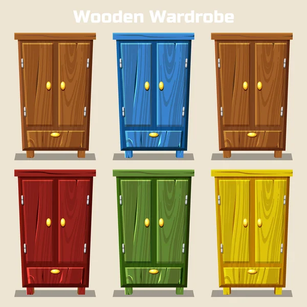Cartoon colorful closed wardrobe, Living room wooden furniture — Stock Illustration Cartoon colorful closed wardrobe, Living room wooden furniture Vector Graphics