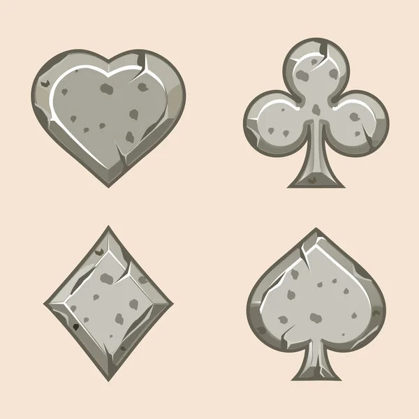 Conjunto vectorial ilustración iconos de piedra de las cartas de juego — Vector de stock