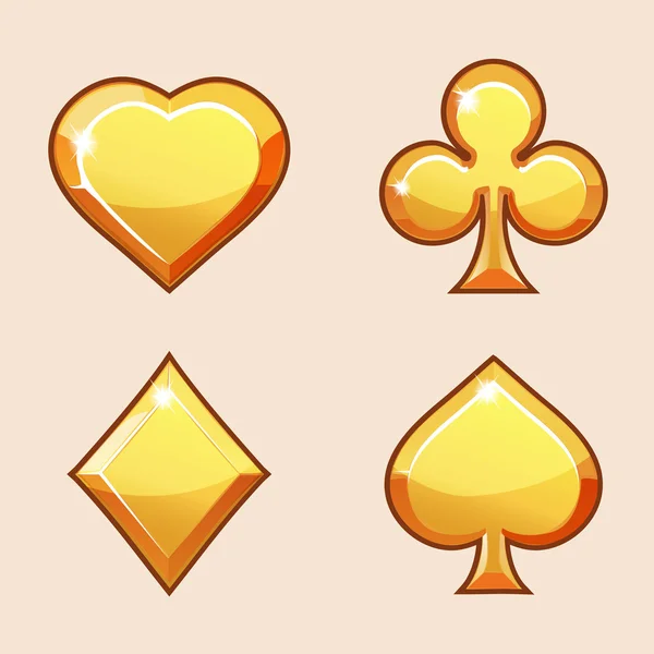 Iconos de oro de las cartas de juego — Vector de stock