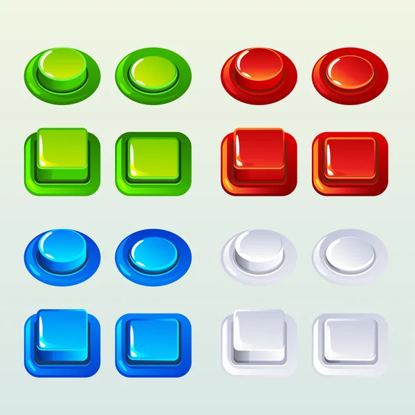 Botones pulsadores para un juego o elemento de diseño web, Set1 — Vector de stock