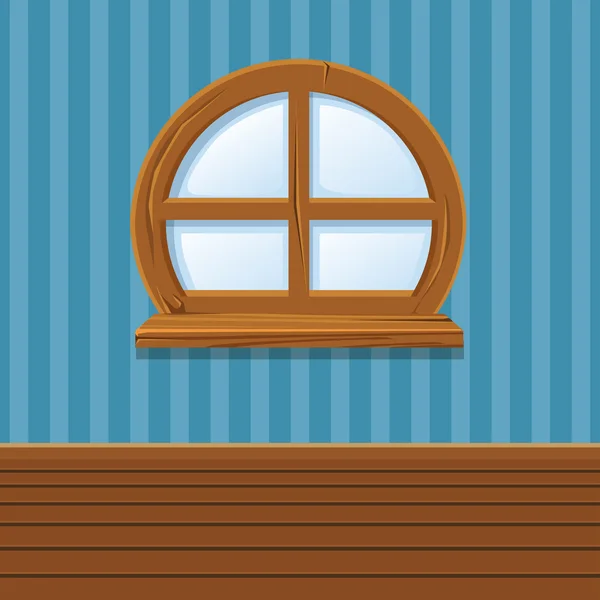 Janela de madeira dos desenhos animados, Interior Home —  Vetores de Stock