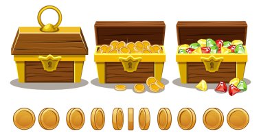 Açık ve kapalı antika hazine sandığı