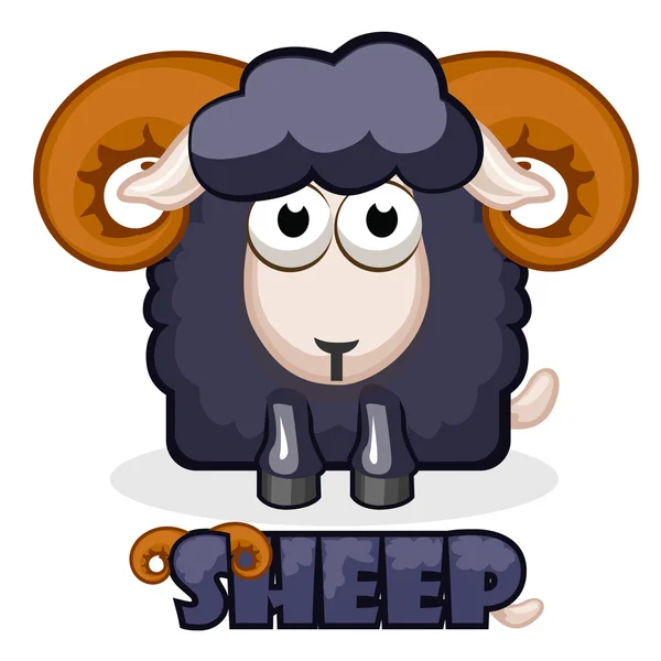 Симпатичный карикатурный квадратный черный овец — стоковое фото