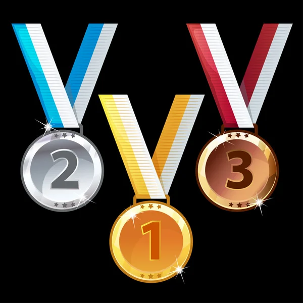 Três medalhas - ouro, prata e bronze — Fotografia de Stock