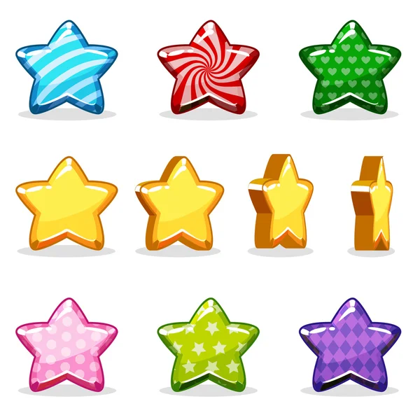 Cartoon colorful glossy stars set, game animation. jpg copy — Stock Photo, Image