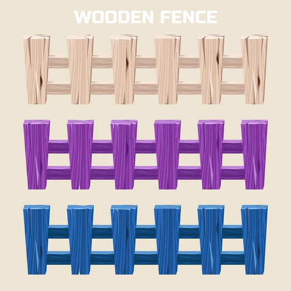 卡通多彩的木栅栏设置 — 图库矢量图片