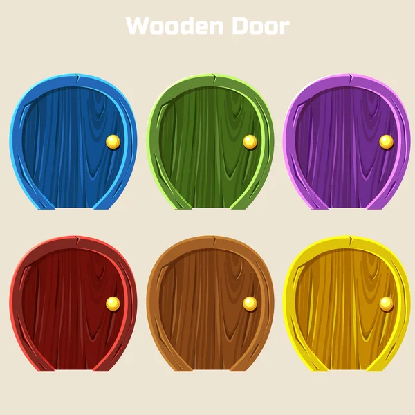 Мультфильм Wooden Colored Road Door — стоковый вектор