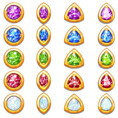 Elmas, farklı formları kristalleri ile renkli altın muska