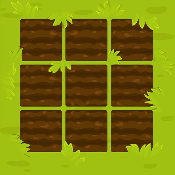 Zöld kerti ágyak keretében a játék UI matematika 3. — Stock Vector