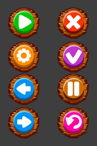 Set of vector wooden buttons for the game. — Stock Vector