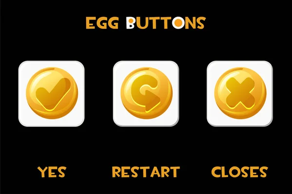 Satz Vektor-Quadrat-Tasten Eier neu starten, schließen, ja. — Stockvektor