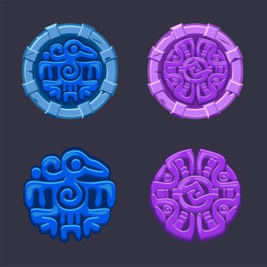 Bir dizi vektör izole işaretleri Aztekler Maya kültürünü simgeliyor..