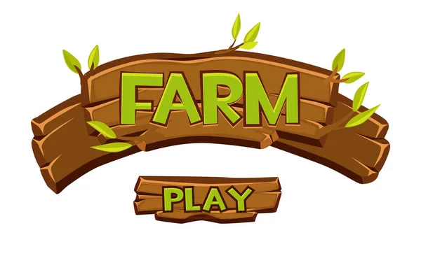 Vector logotipo de la granja de madera para ui juego. — Vector de stock