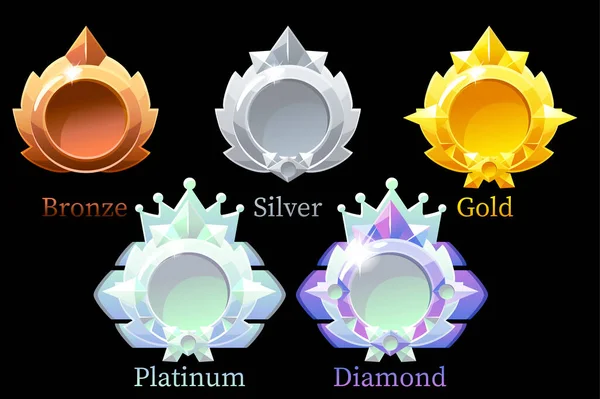 Vector premia medalhas de ouro, prata, bronze, platina e diamante. —  Vetores de Stock