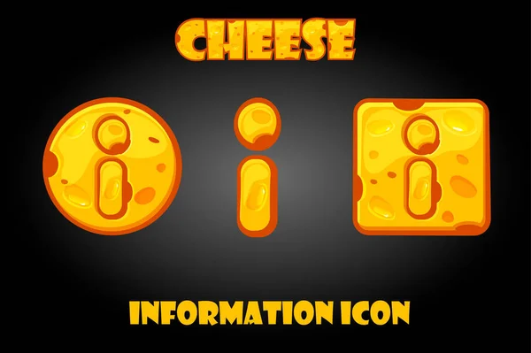 游戏菜单卡通矢量奶酪信息按钮. — 图库矢量图片