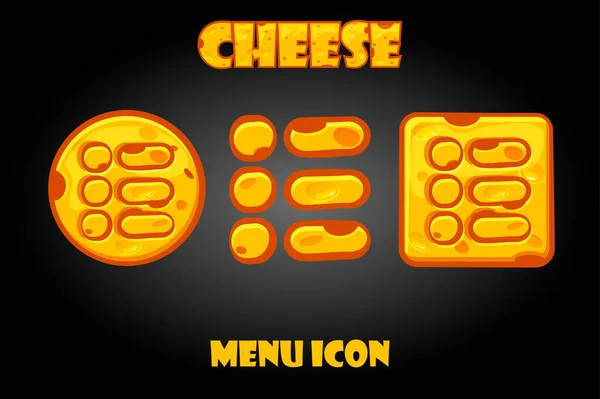 Set von Vektorkäse Menü-Tasten für Spiel. — Stockvektor