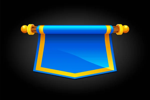 Bandeira de desenho animado Vector azul para o jogo. —  Vetores de Stock