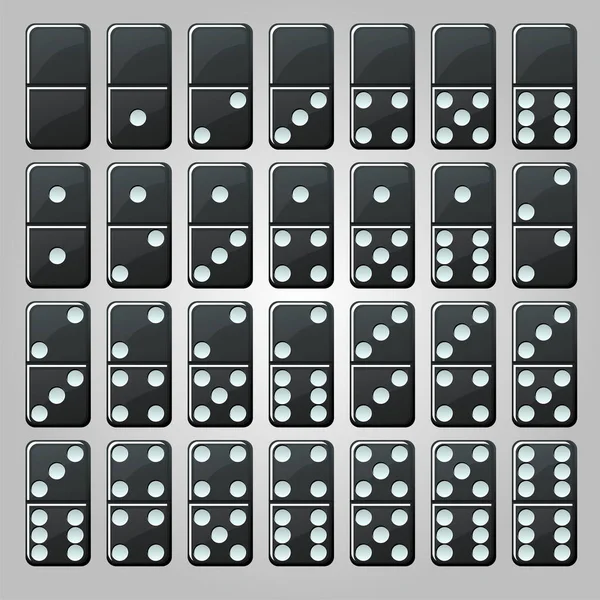 Vector set of isolated black classic dominoes for the game. — Stock Vector