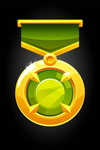 Διάνυσμα χρυσό στρογγυλό μετάλλιο με ένα στολίδι για το παιχνίδι. — Διανυσματικό Αρχείο