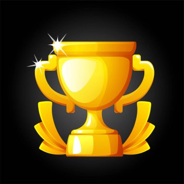Altın ödüllü kupanın vektör çizimi. Galibiyet için kupa ödülü.