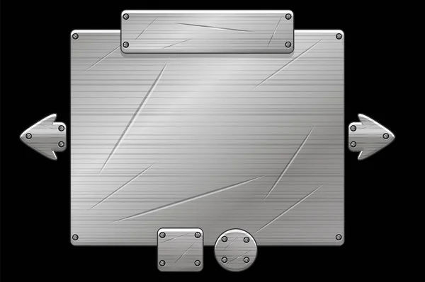 金属水晶板弹出游戏 灰铁横幅 带有图标和按钮的自定义窗口的向量图 — 图库矢量图片
