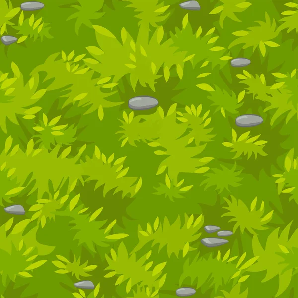 Seamless texture grass, texture green lawn with stones. — Vetor de Stock