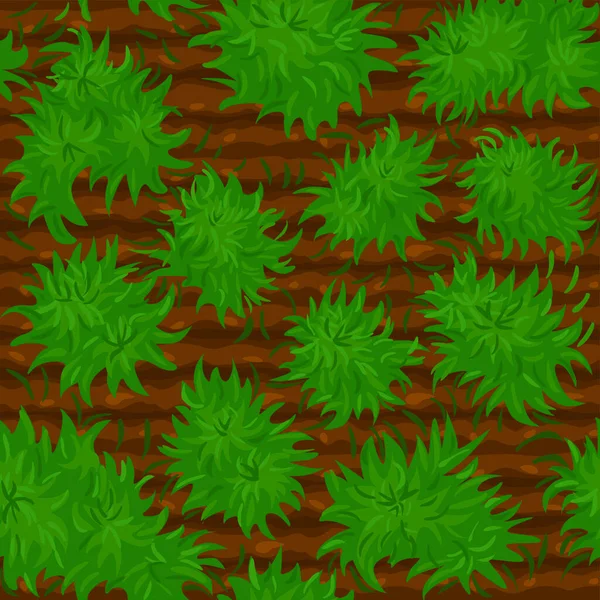 Bushes seamless pattern, soil texture with green grass for wallpaper. — Vector de stock