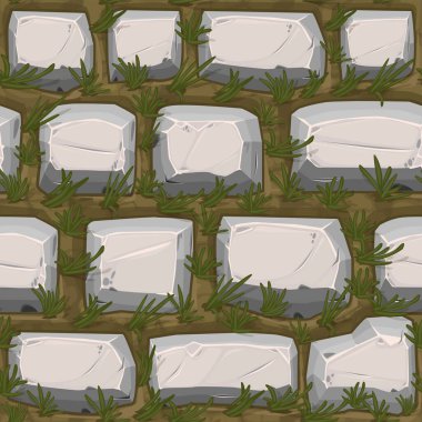 Çimenli dikişsiz kaldırım taşları, duvar kağıdı için gri mahsul deseni..