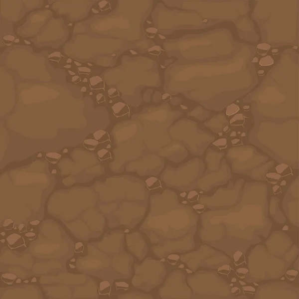 Patrón inconsútil molido con piedras, textura del suelo marrón para el papel pintado. — Vector de stock