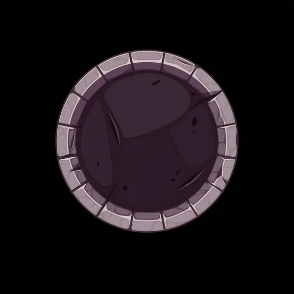 Gui borde de piedra para el icono de la aplicación, ronda gris viejo avatar plantilla para el juego. — Vector de stock