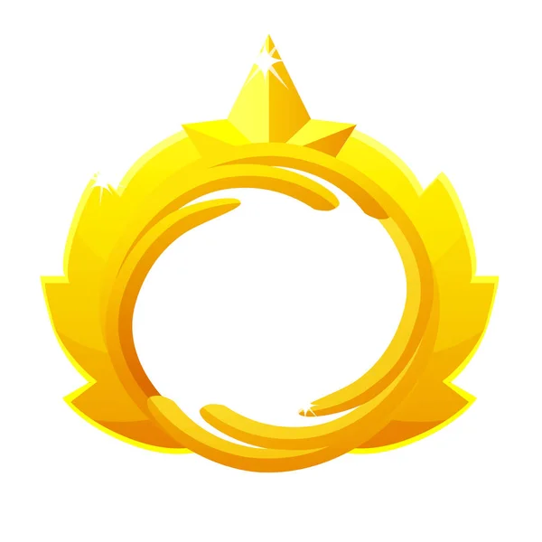 Avatar de jeu en or, cadre rond de luxe avec modèle de couronne pour le jeu. — Image vectorielle