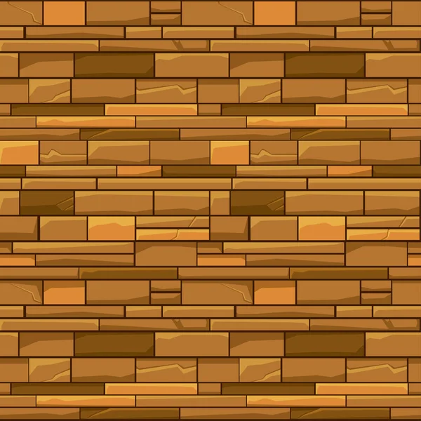 Parede de pedra de tijolo de textura sem costura, papel de parede padrão amarelo para jogo ui. — Vetor de Stock