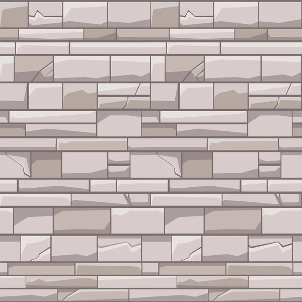 Patrón sin costura pared de piedra de ladrillo, textura gris para el fondo de pantalla para ui juego. — Vector de stock