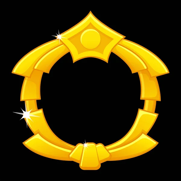 Gold game frame award, modèle rond avatar vierge pour le jeu ui. — Image vectorielle