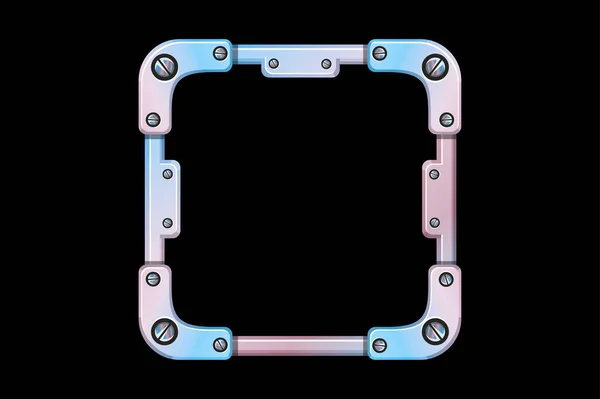 Avatar quadro de metal, modelo quadrado de ferro para o jogo ui. —  Vetores de Stock