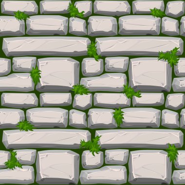 Çimenli dikişsiz kaldırım taşları, duvar kâğıdı için gri vintage yol deseni.