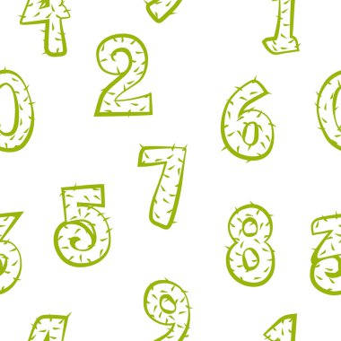 Çizgi film kaktüs numaraları, dikensiz desen, dikenli siluet figürleri, evet oyun için..