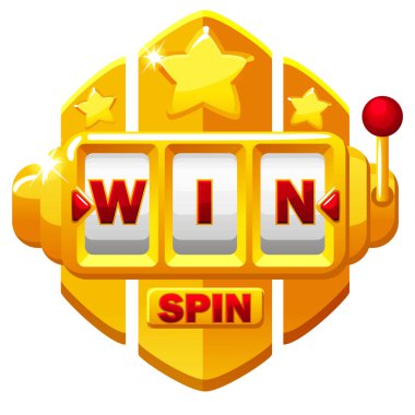 Golden Slot Machine ve düğme SPIN, ui oyunu için yıldızlı harfleri kazan.