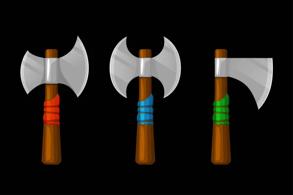 Древнее оружие, боевые топоры викингов для игровых активов. — стоковый вектор