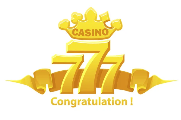 Parabéns 777 slots, sinal de jackpot, emblema de jogo de ouro para jogos ui. —  Vetores de Stock