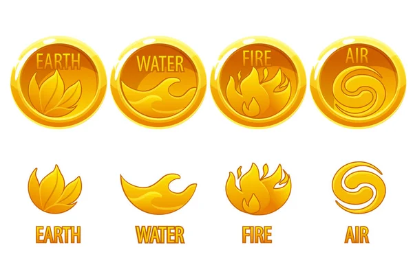 Terra, ar, fogo e água, quatro ícones de elementos da natureza, design de  símbolo do vento, ar, fogo, água, terra