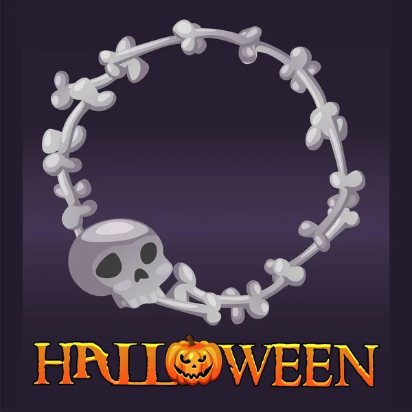 Halloween botten avatar frame, eng schedel voor ui spel. — Stockvector